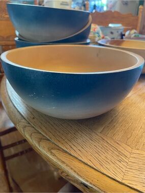 Wooden Decorative Gradient Blue Bowl - Modern Home Accent